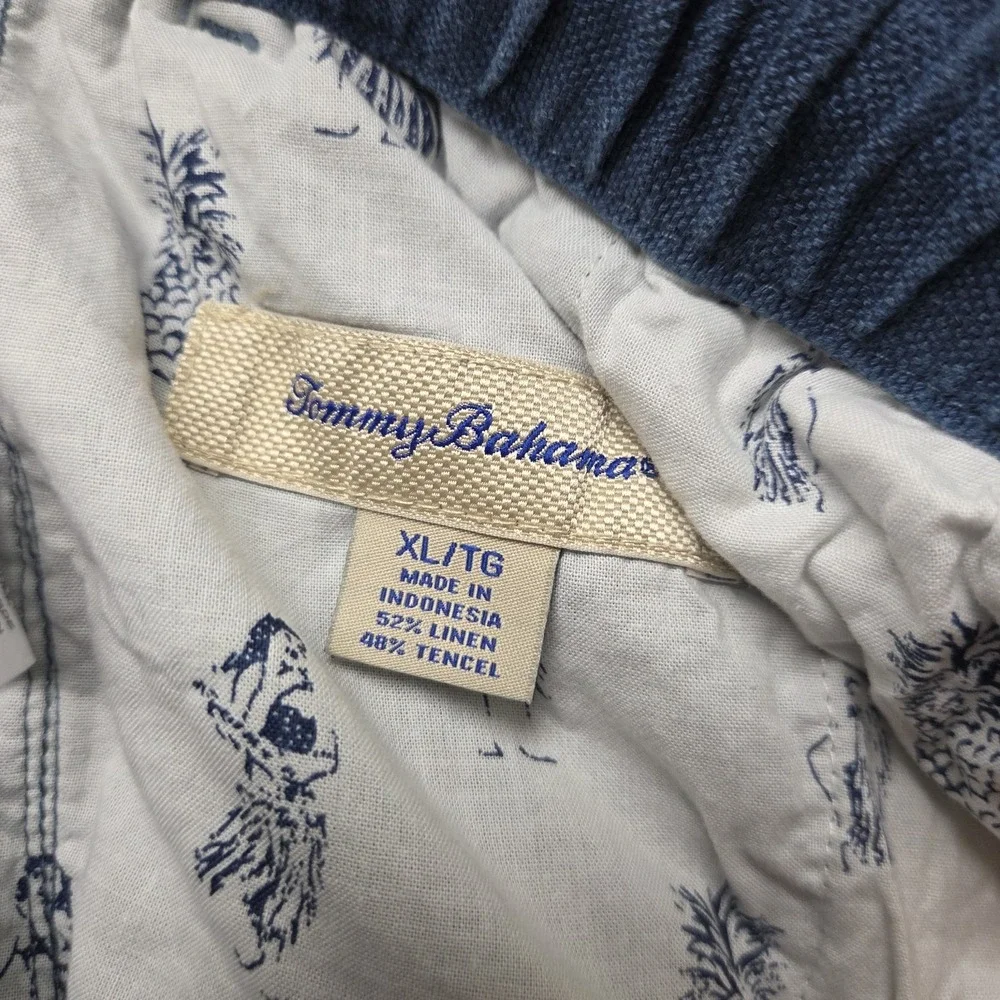 Tommy Bahama Pants Mens XL Blue Linen Tencel Blend Drawstring Relaxed Casual